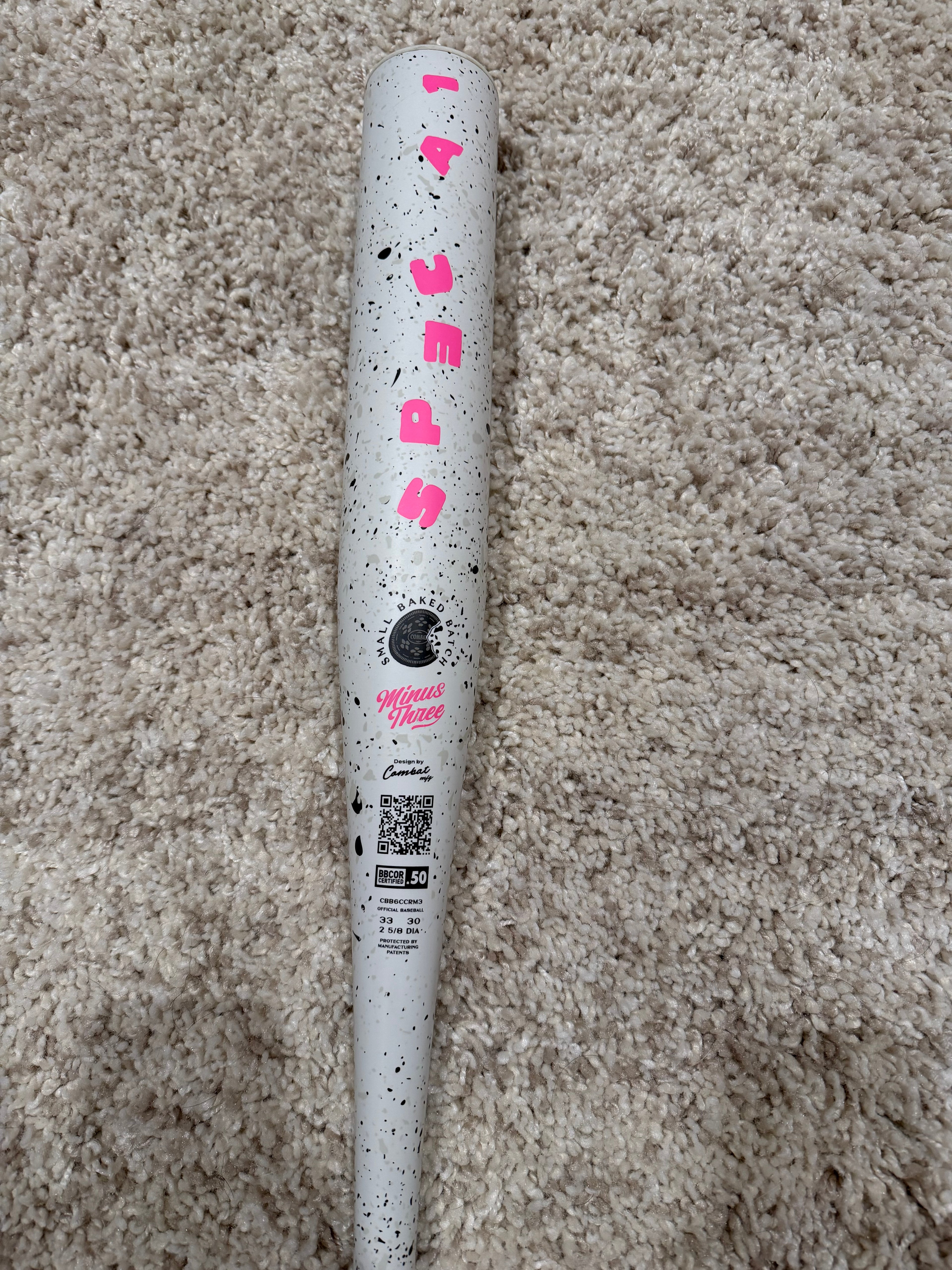 Like New COMBAT MFG SPEC A1 COOKIES & CREAM BBCOR BASEBALL BAT (-3) 33/30